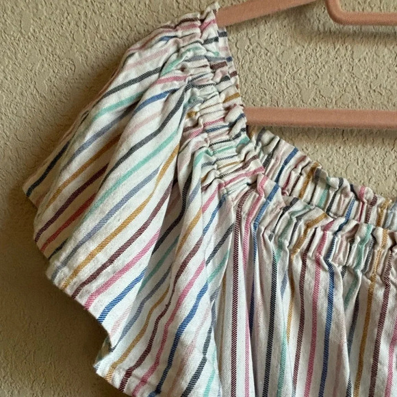 Lane Bryant Linen Blend Pastel Striped  Convertible Off The Shoulder Mid… - Picture 5 of 11